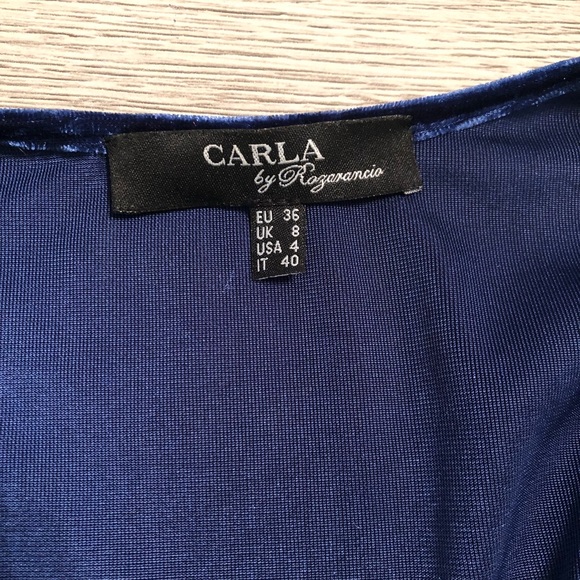 Carla by Rozarancio Royal Blue Tuilip-Hem Plunge Neck Dress Size 4 - Picture 7 of 7